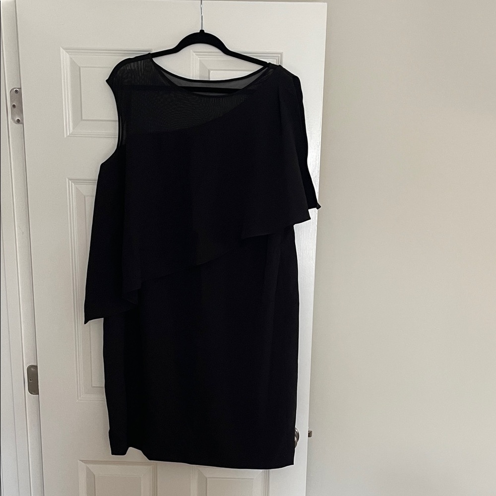 Lauren Ralph Lauren Black One-Shoulder Ruffle Cocktail Dress